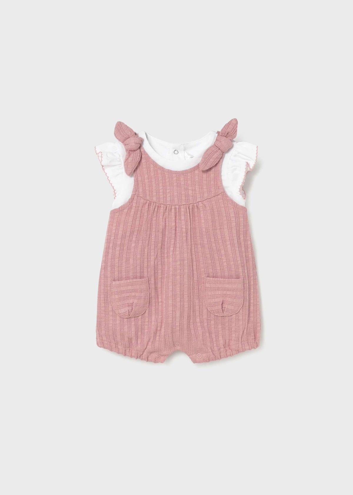 Completo salopette e maglietta neonata - Rose