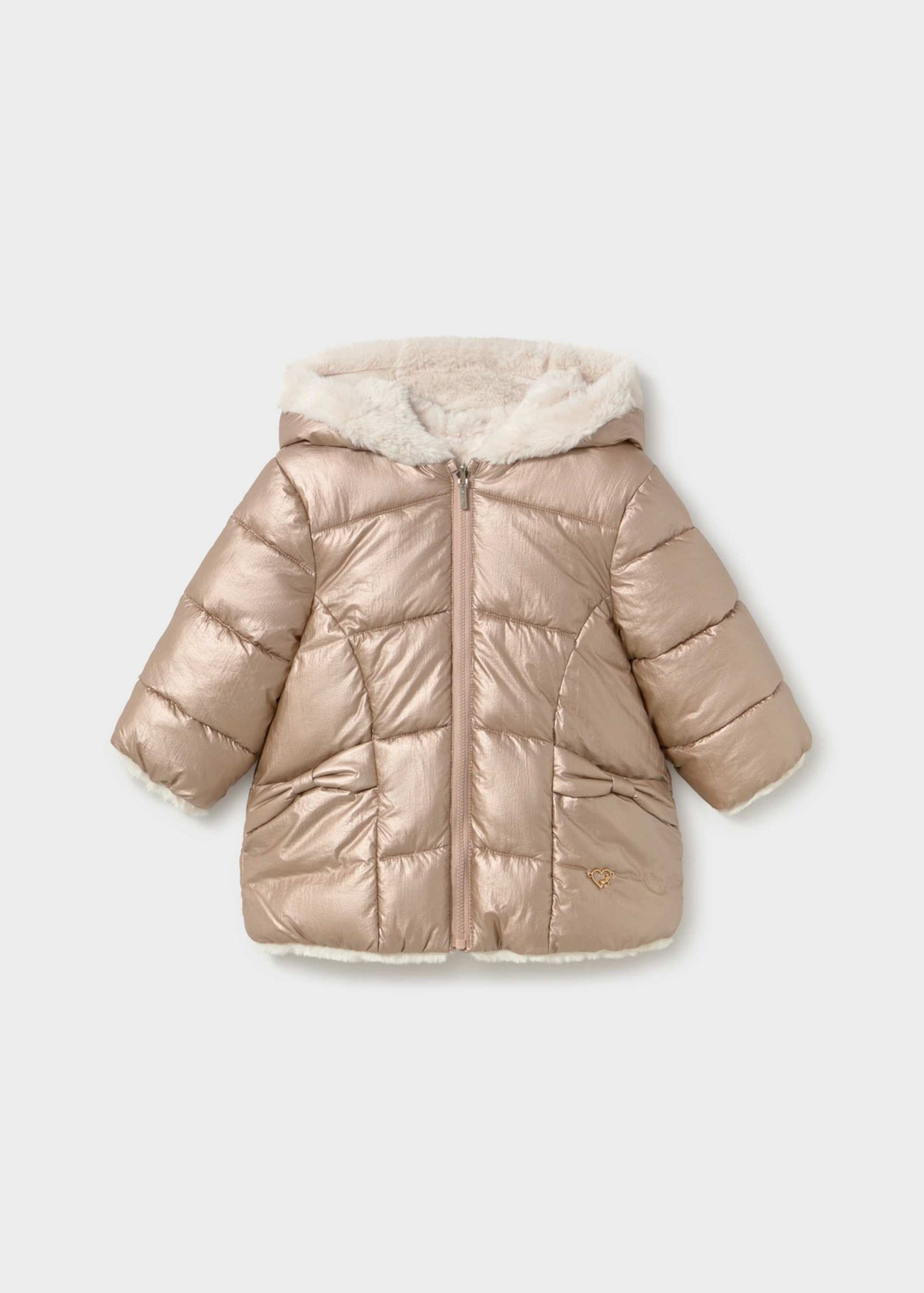 Giaccone reversibile teddy neonata - Bronzo