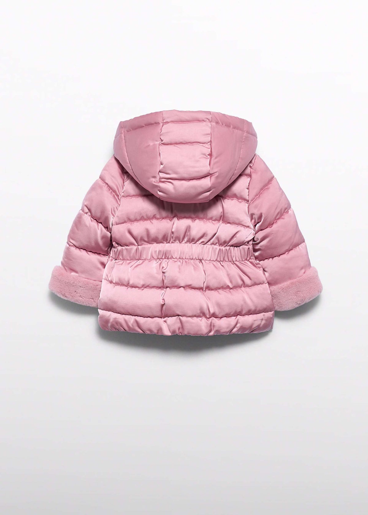 Giaccone Satinato Pellicciotto Neonata - Rosa