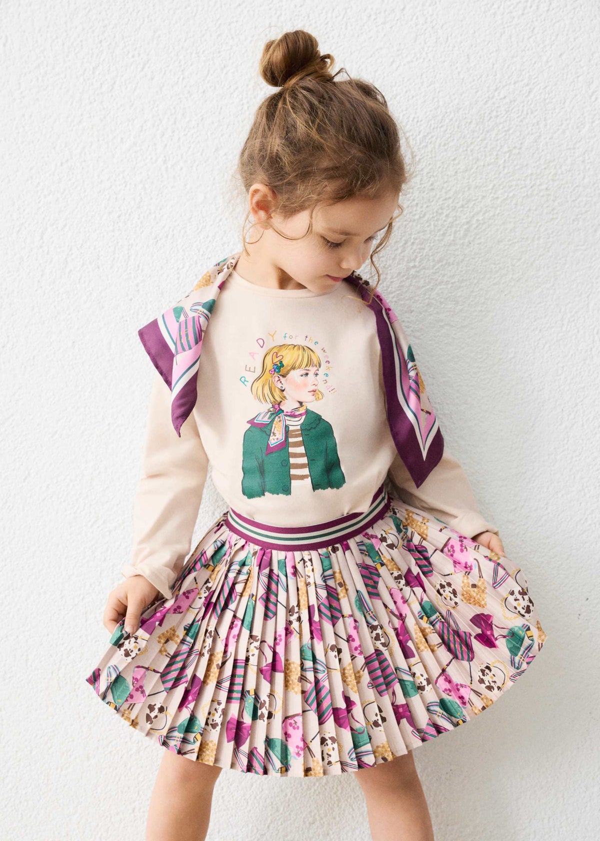 Gonna plissettata stampata bambina - Bottiglia