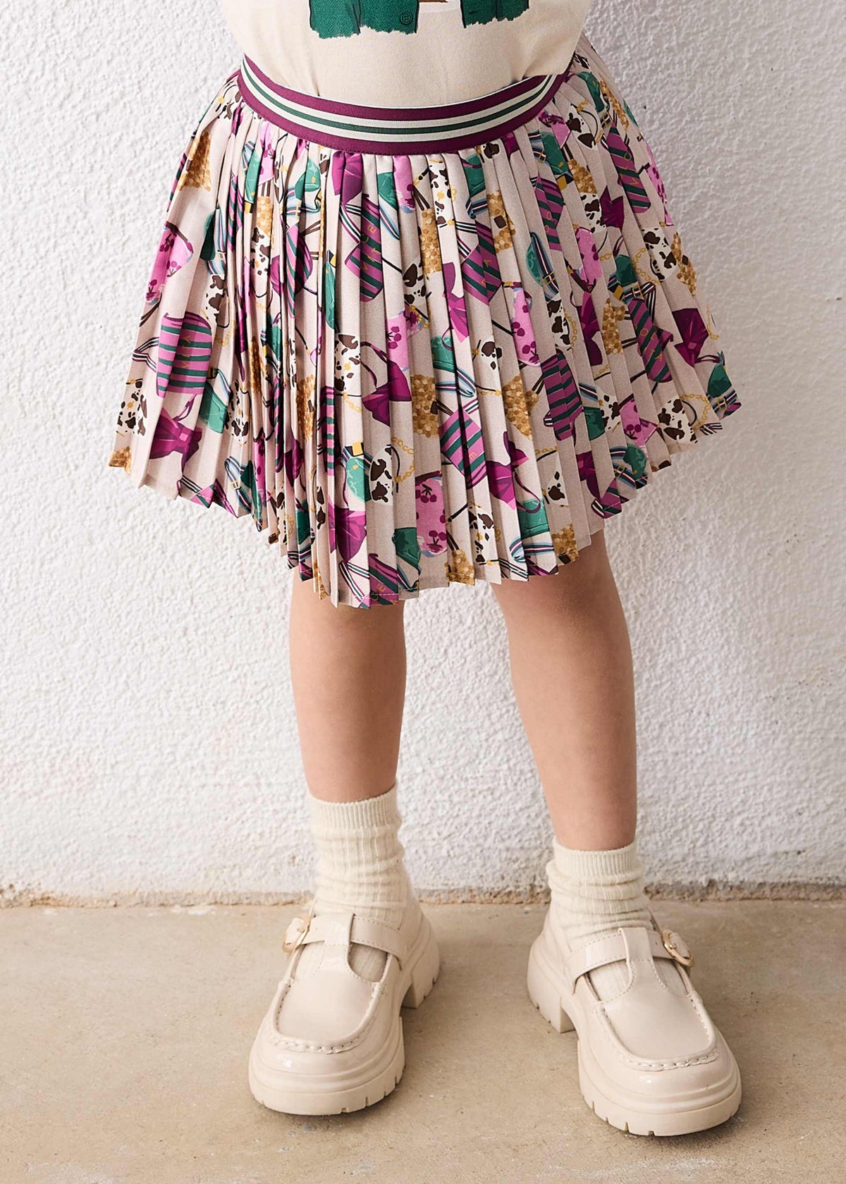 Gonna plissettata stampata bambina - Bottiglia