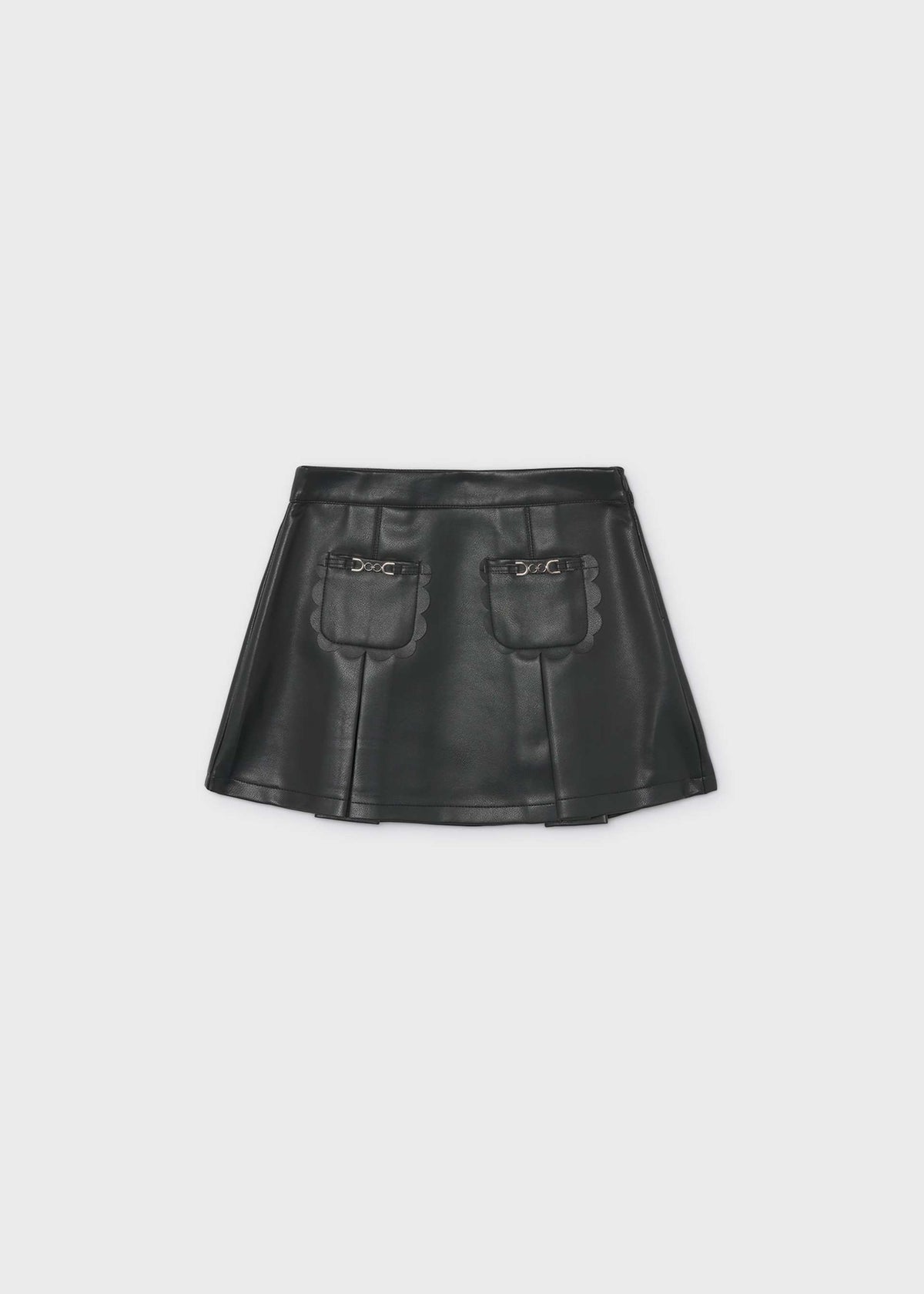 Gonna similpelle taschini bambina - Nero