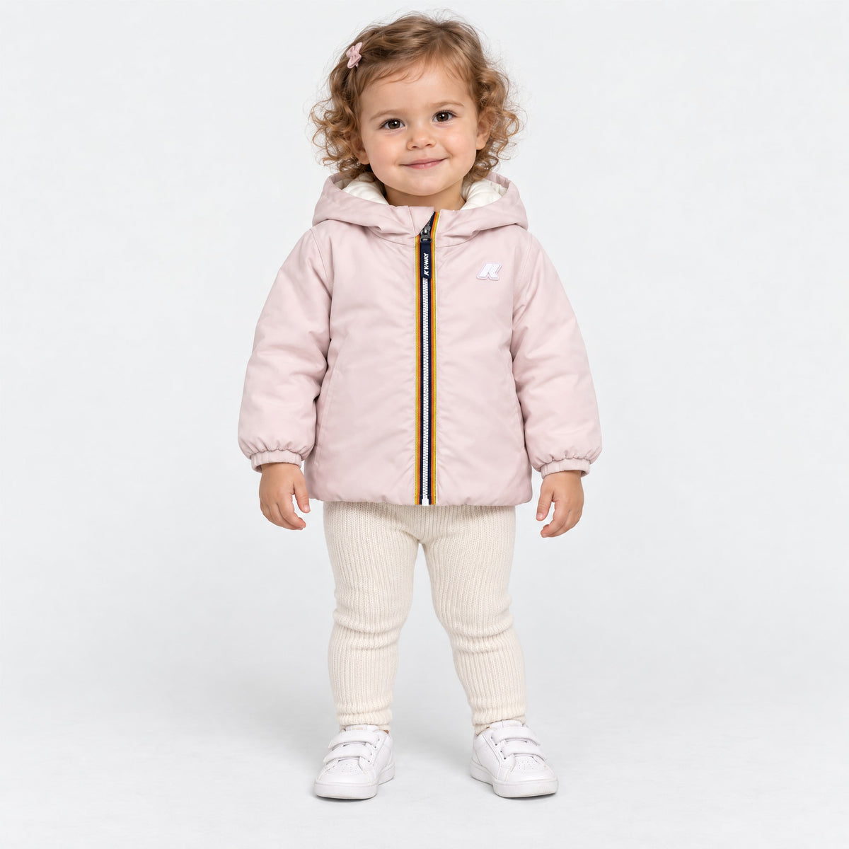 Giubbotto Jack Warm Double reversibile per neonata - Rosa/Bianco