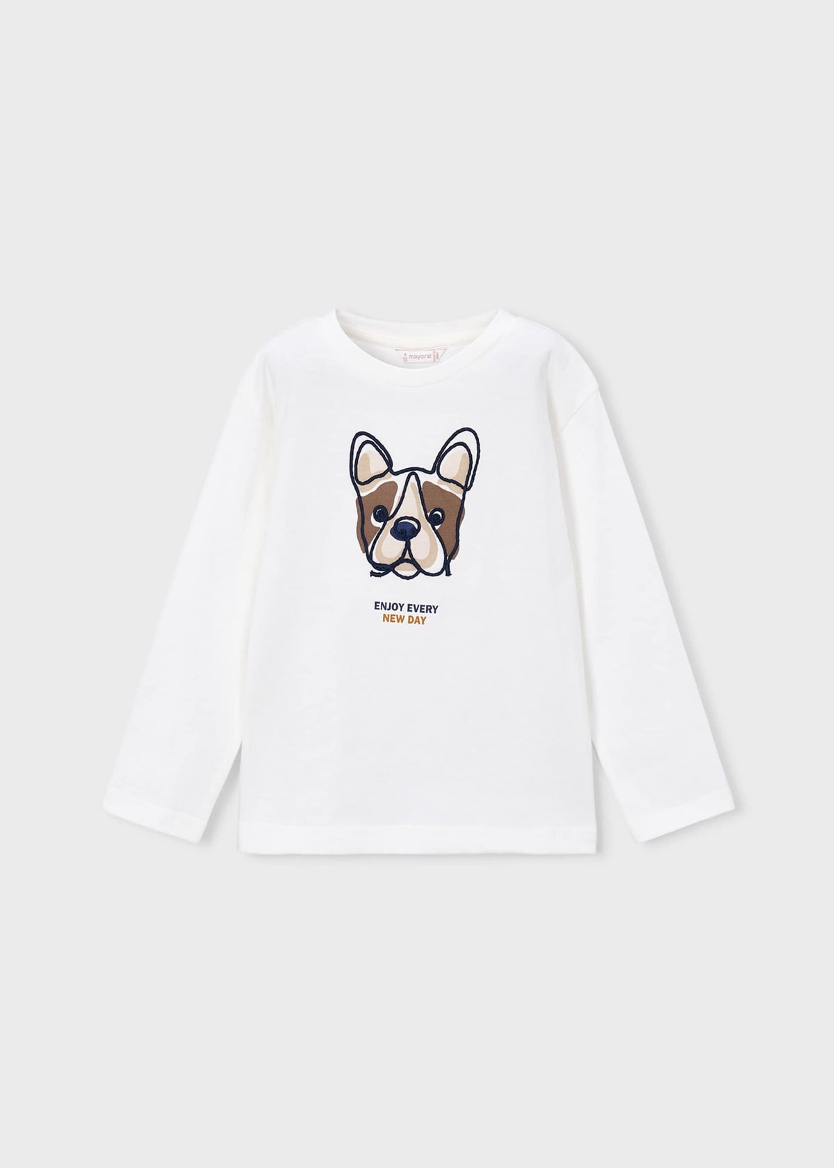 Maglietta cane ricamato bambino - Panna