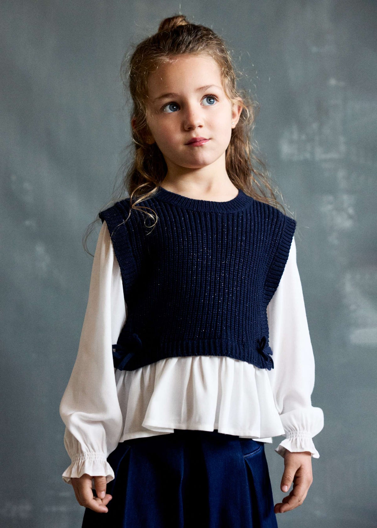 Maglietta con top bambina - Navy