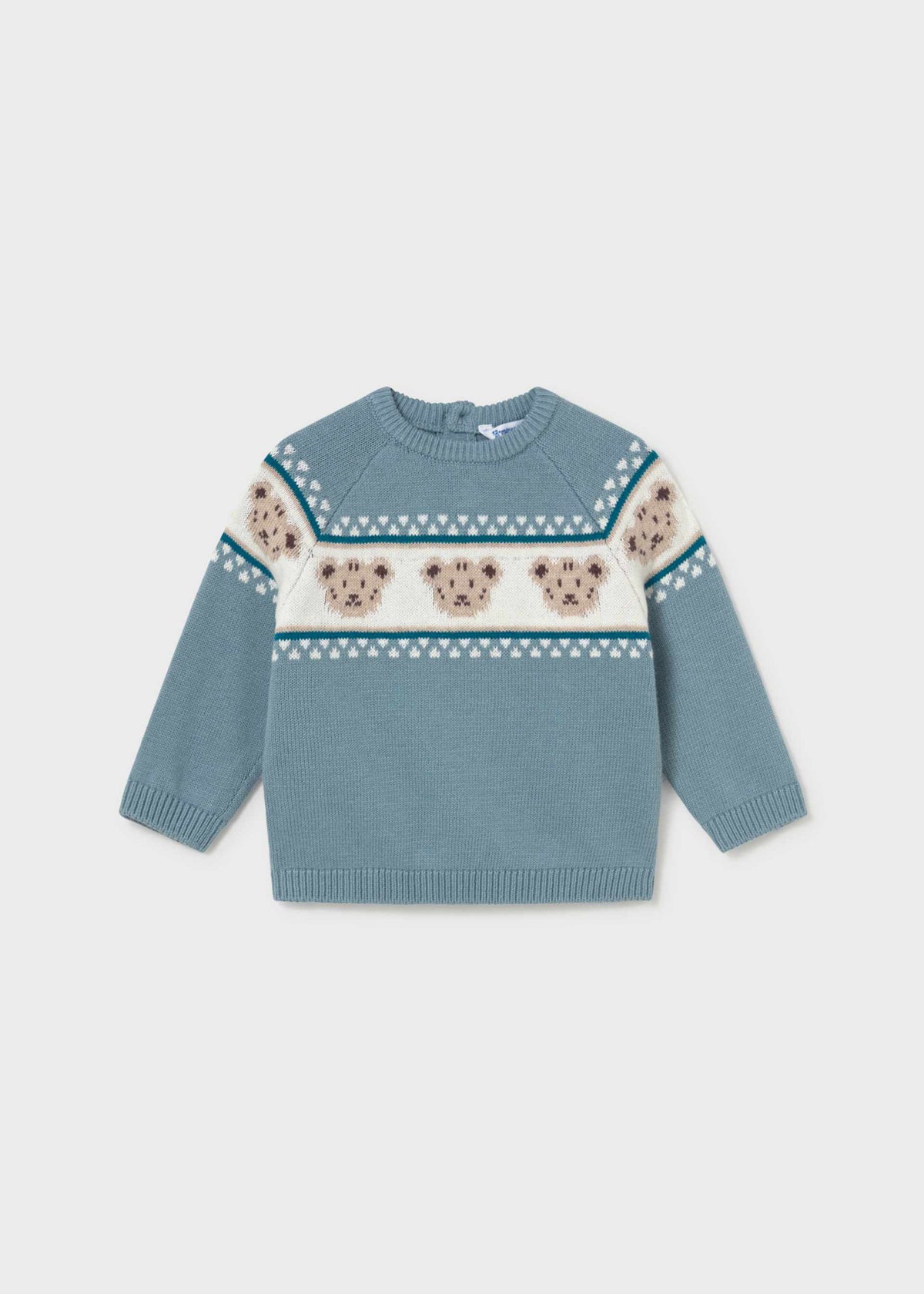 Maglione jacquard orsetto neonato - Azzurro