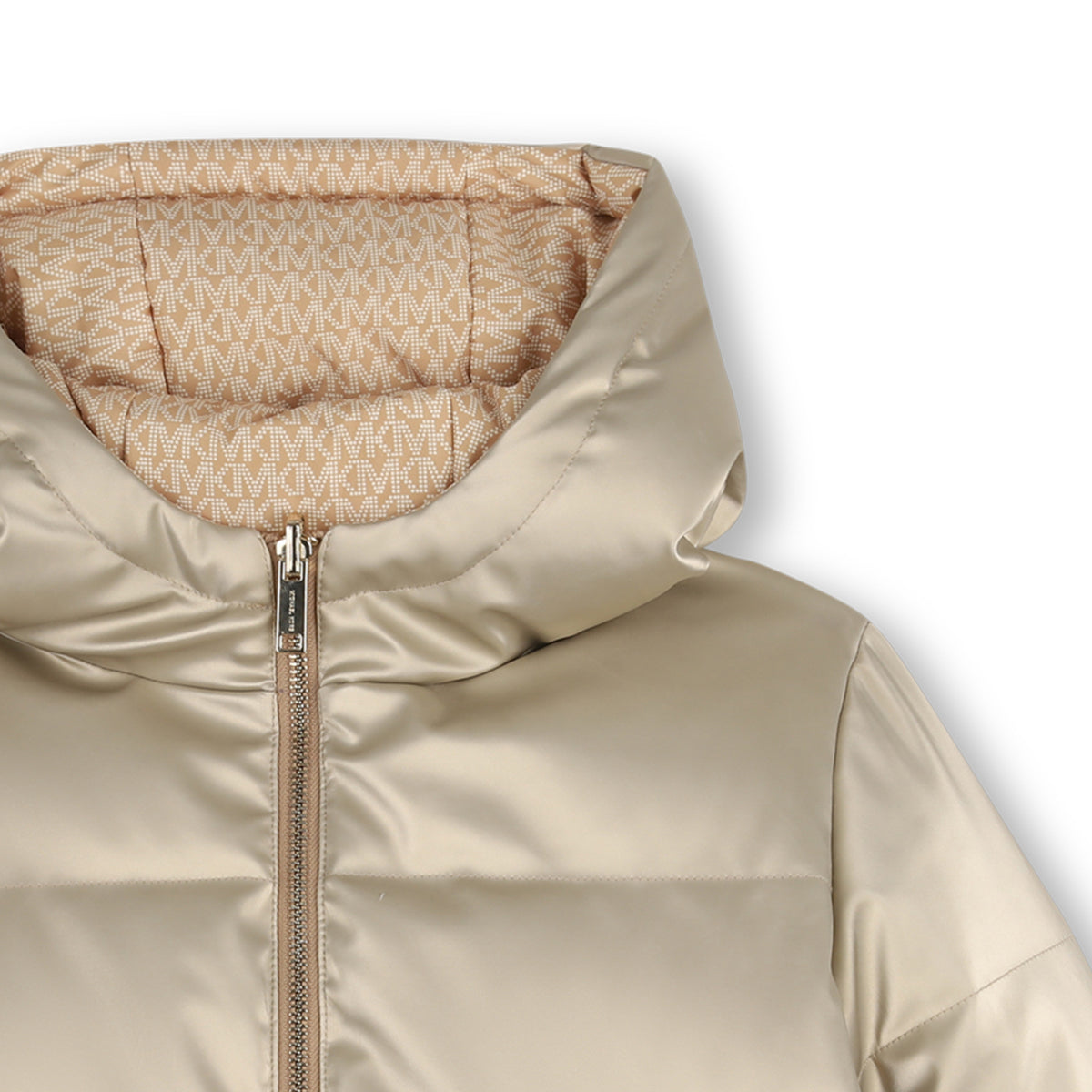 Michael Kors Kids Piumino reversibile con cappuccio e stampa MK Signature - Marrone chiaro