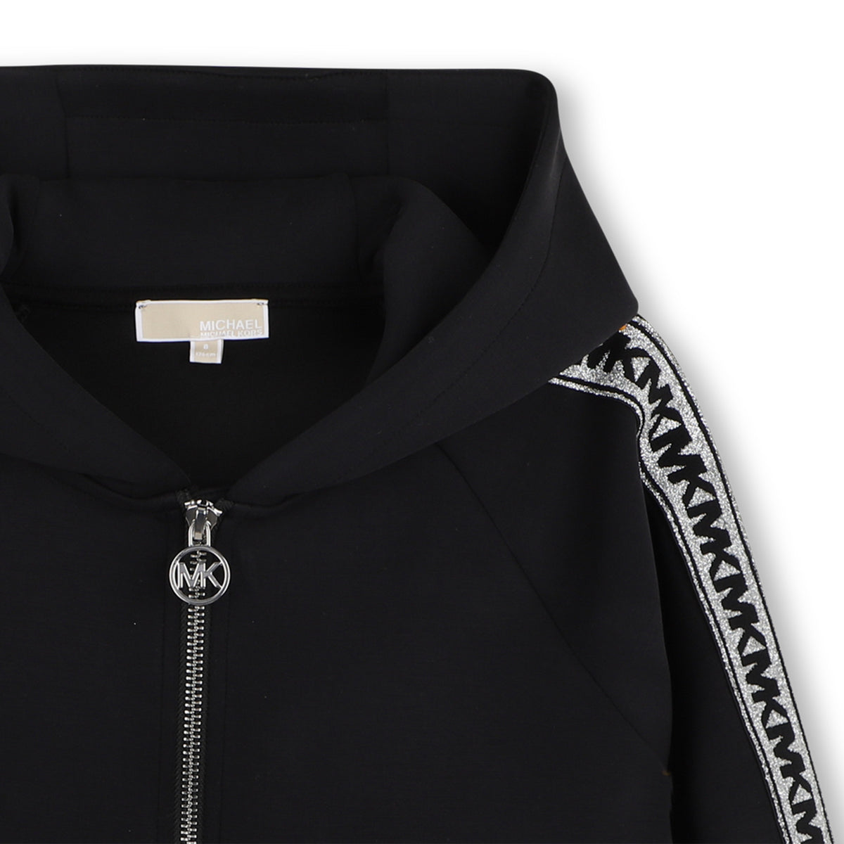 Michael Kors Kids Cardigan con cappuccio effetto pesca e bande logo MK - Nero