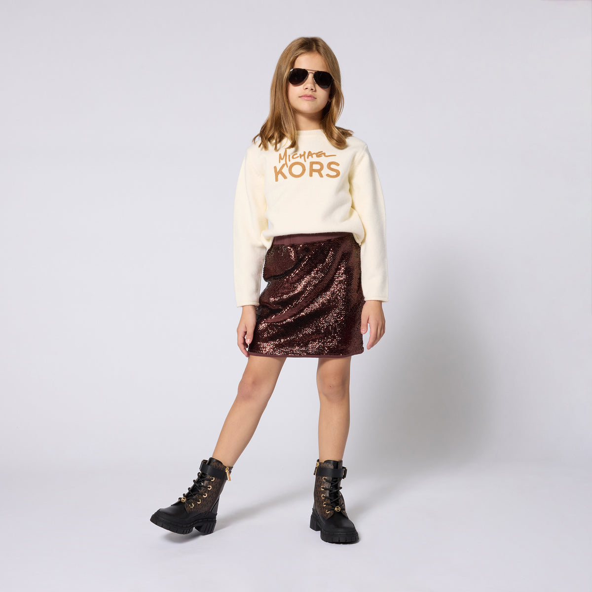 Michael Kors Kids Maglione con scritta Michael Kors ricamata - Crema