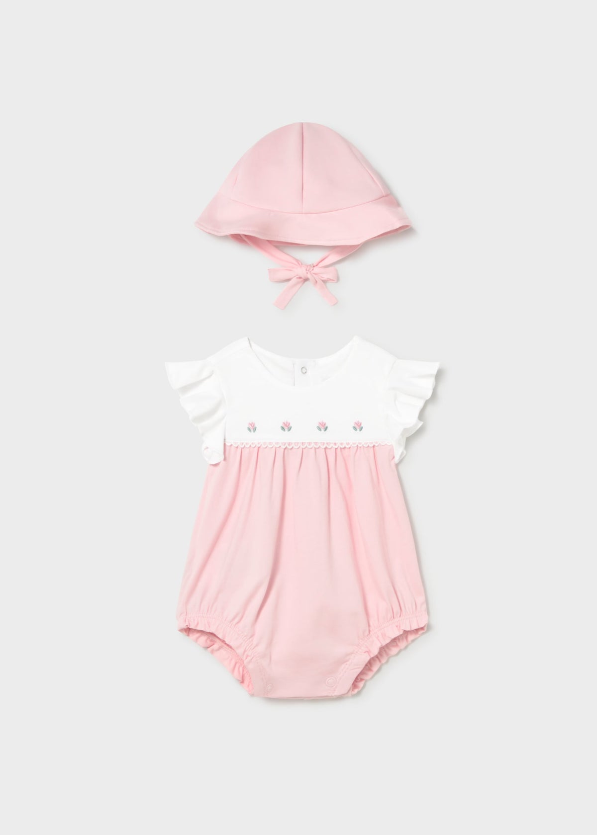 Pagliaccetto fiorellini con cappello neonata - Baby