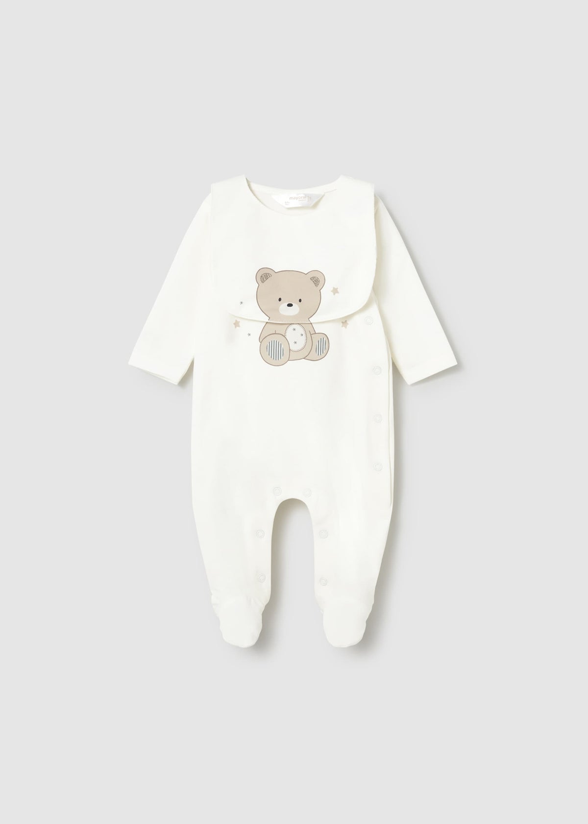Pigiama serigrafia e bavaglino neonato - Ecru