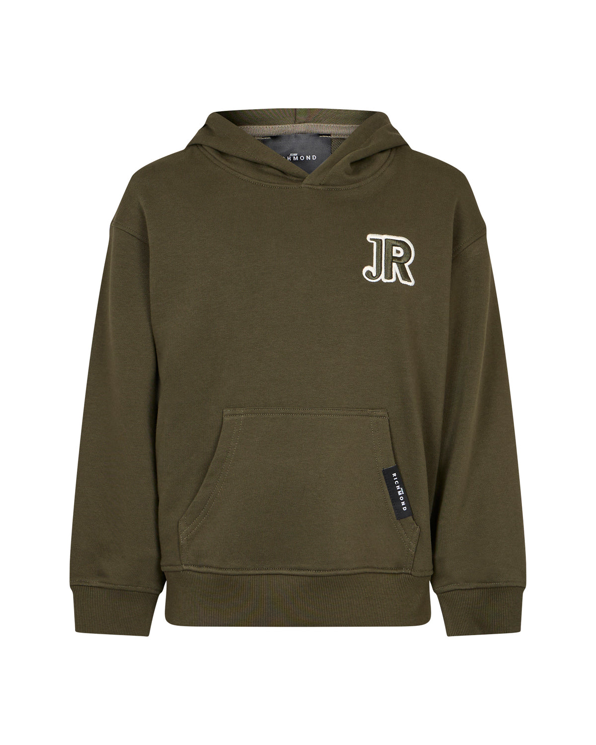 Richmond Junior Felpa con cappuccio e logo JR ricamato in rilievo - Olive