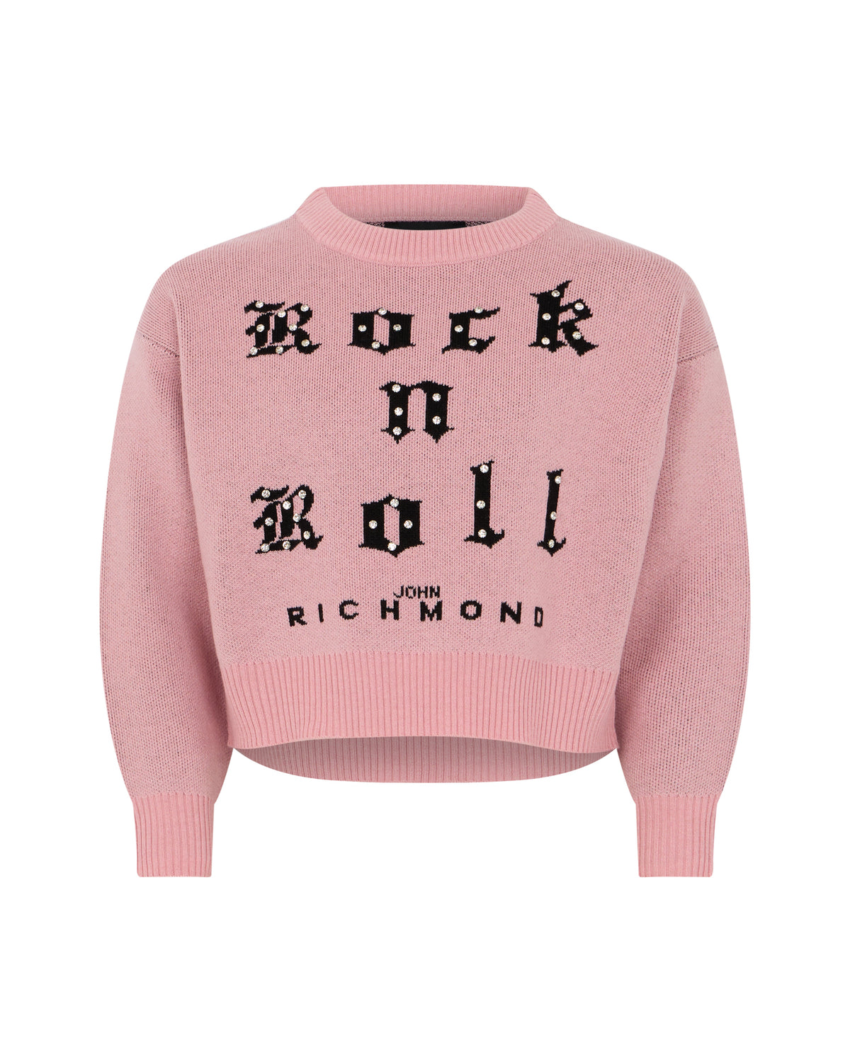 Richmond Junior Maglione corto con scritta Rock n Roll intarsiata - Pink Begonia