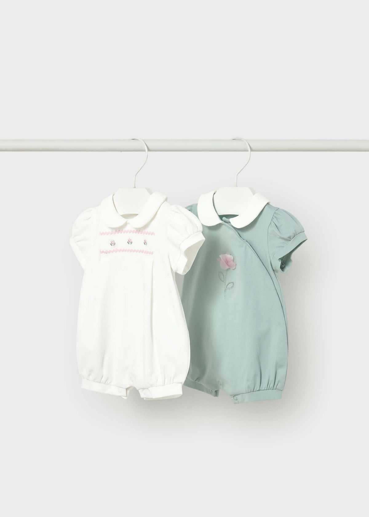 Set 2 pigiami corti ricamati neonata - Acqua