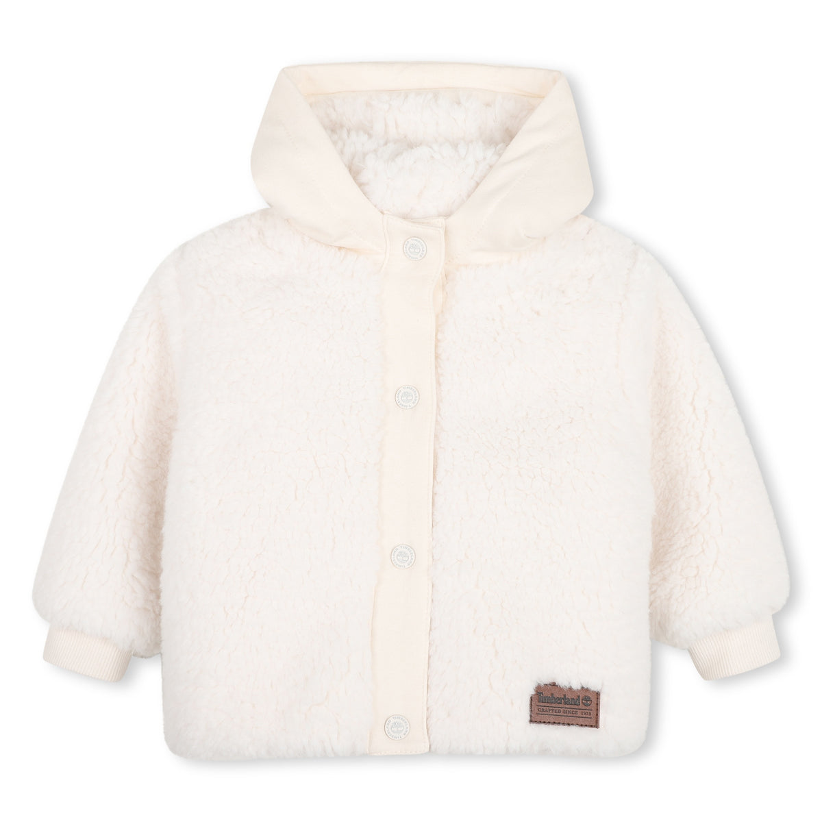 Timberland Kids Cardigan con cappuccio effetto montone - Avorio