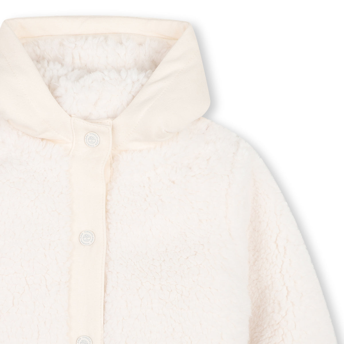 Timberland Kids Cardigan con cappuccio effetto montone - Avorio