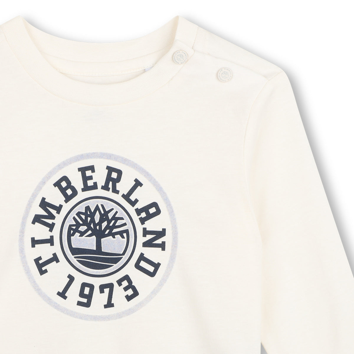 Timberland Kids Maglia a maniche lunghe in cotone biologico con logo - Avorio
