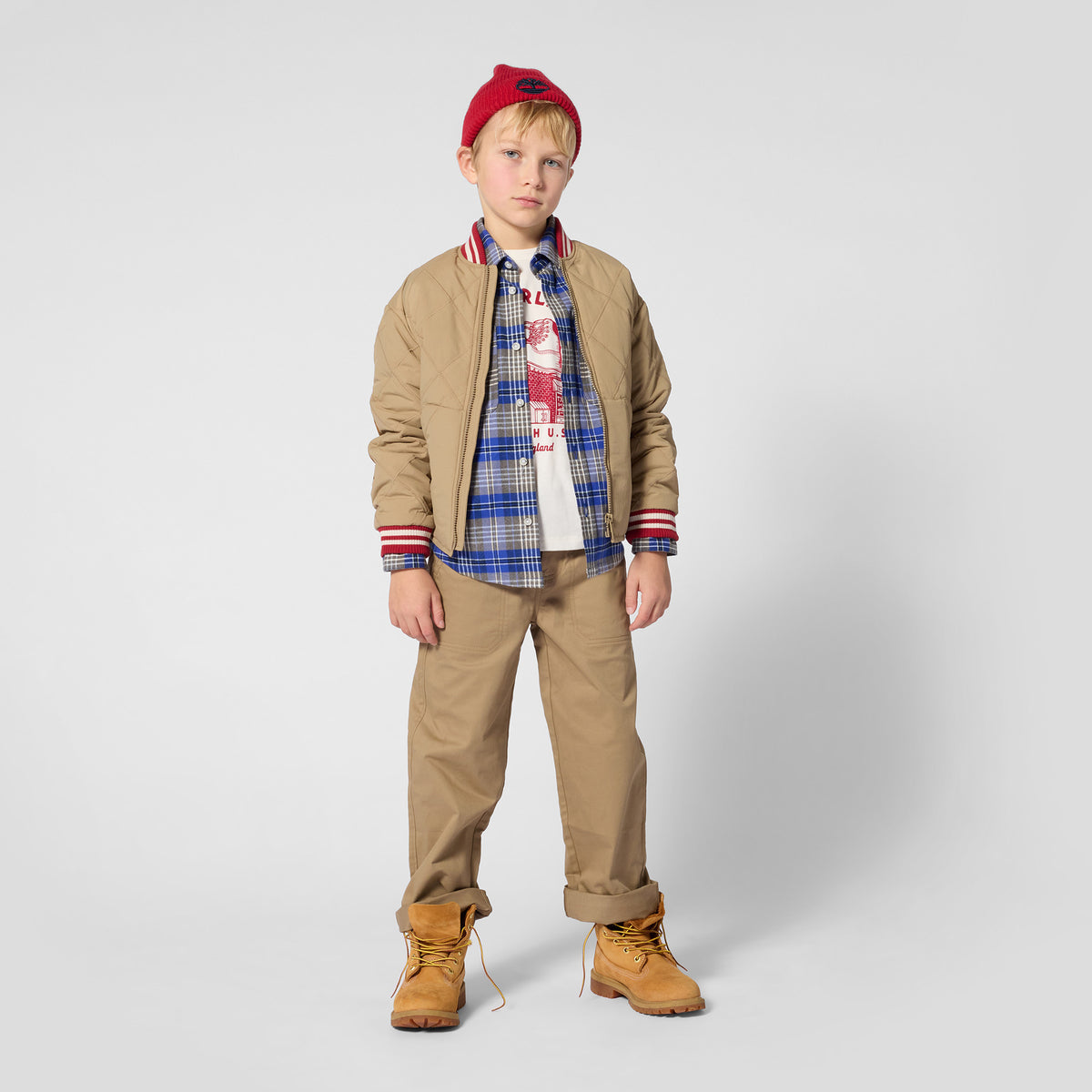 Timberland Kids Pantaloni in twill con vita elasticizzata - Kaki