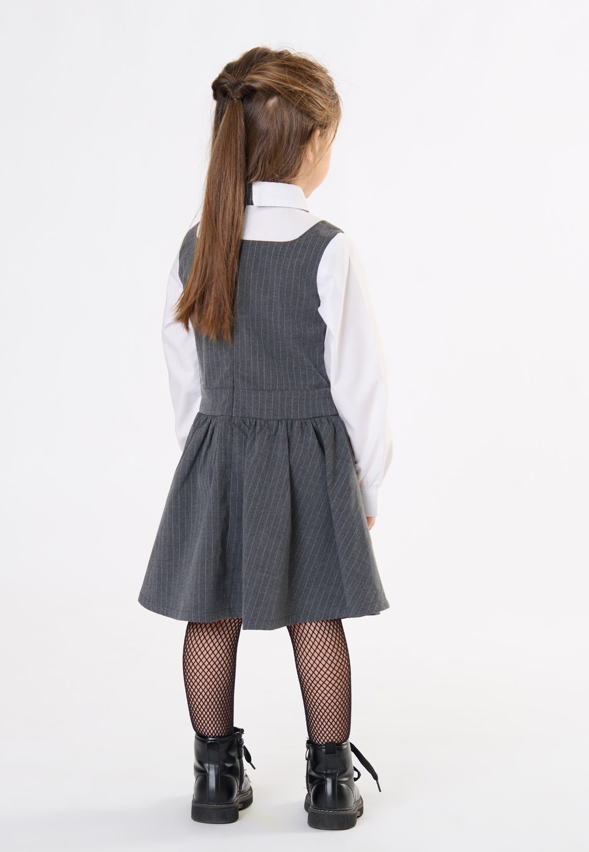 Abito gessato bambina - Grigio/Bianco