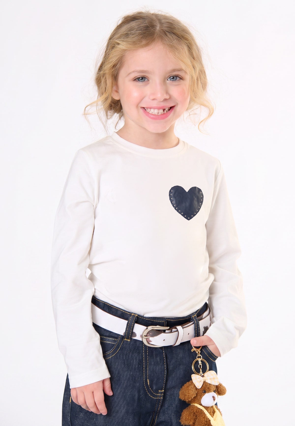 T-shirt bambina con taschino - Latte