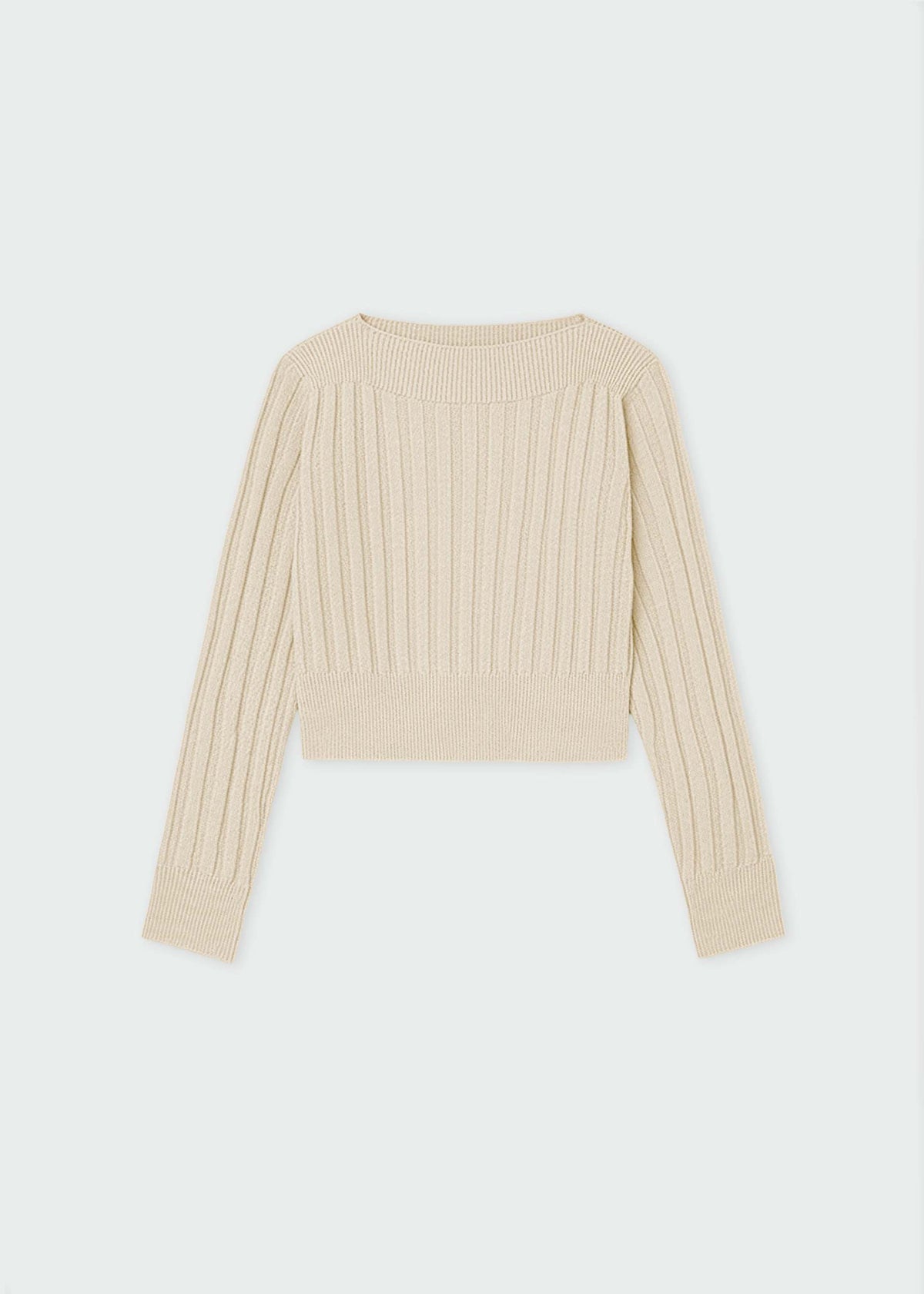 Top corto a costine ragazza - Crema