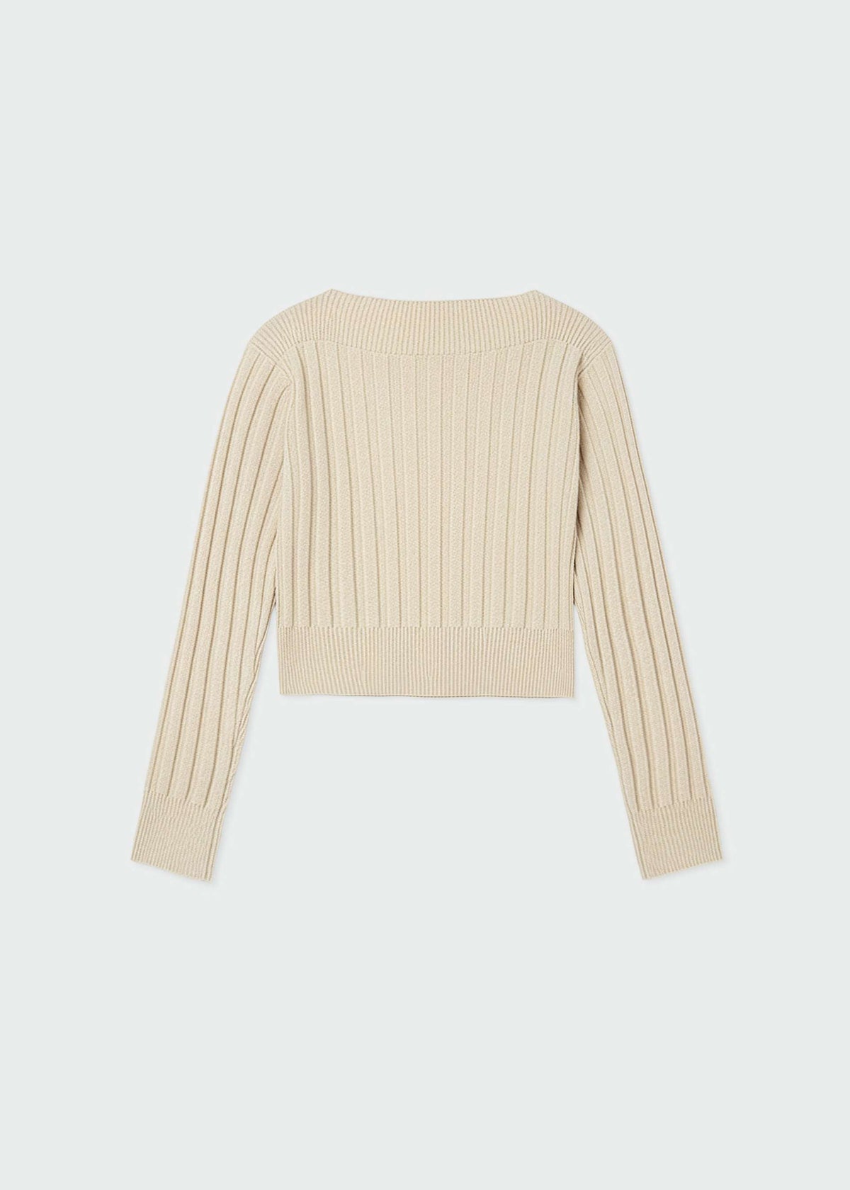 Top corto a costine ragazza - Crema