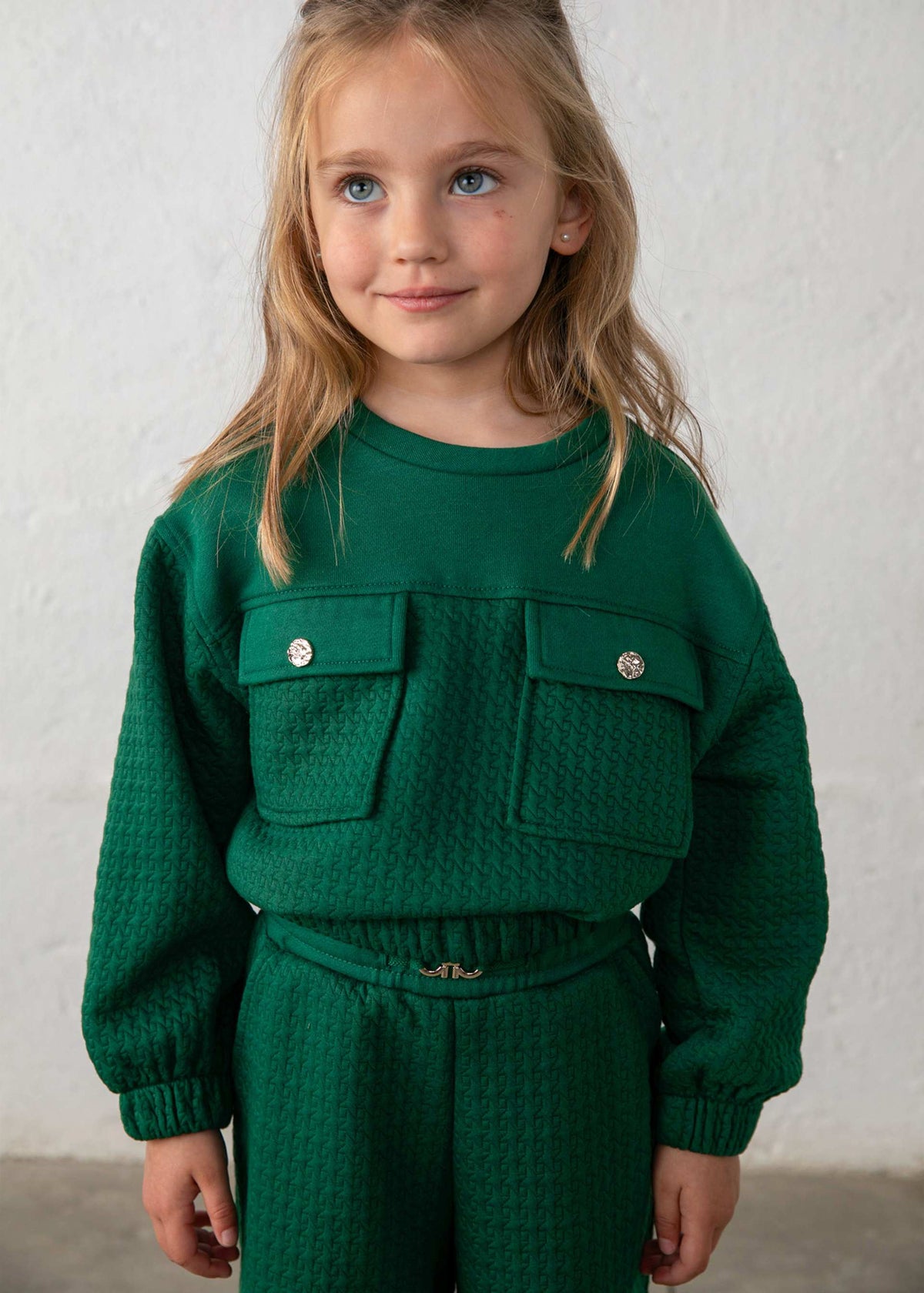 Tuta felpa con taschini e pantalone bambina - Bottiglia