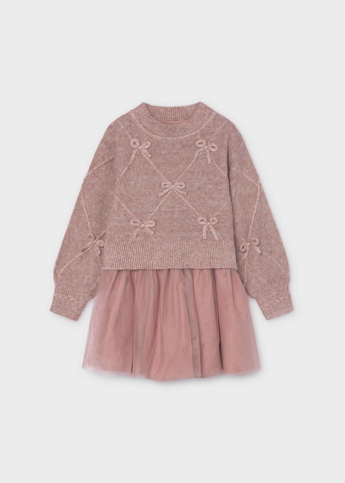 Vestito a maglia combinato con fiocchi bambina - Vigore