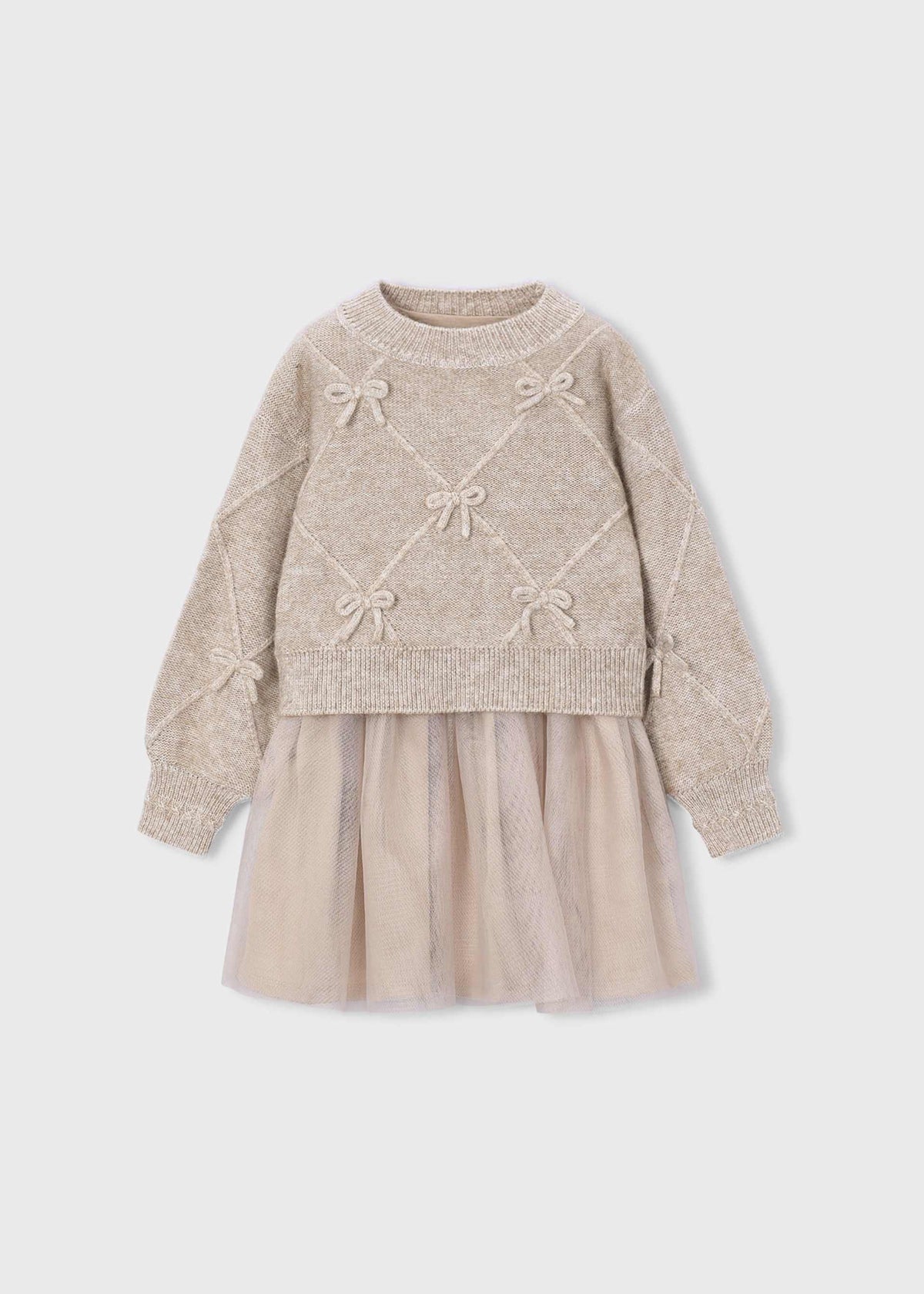 Vestito a maglia combinato con fiocchi bambina - Vigore