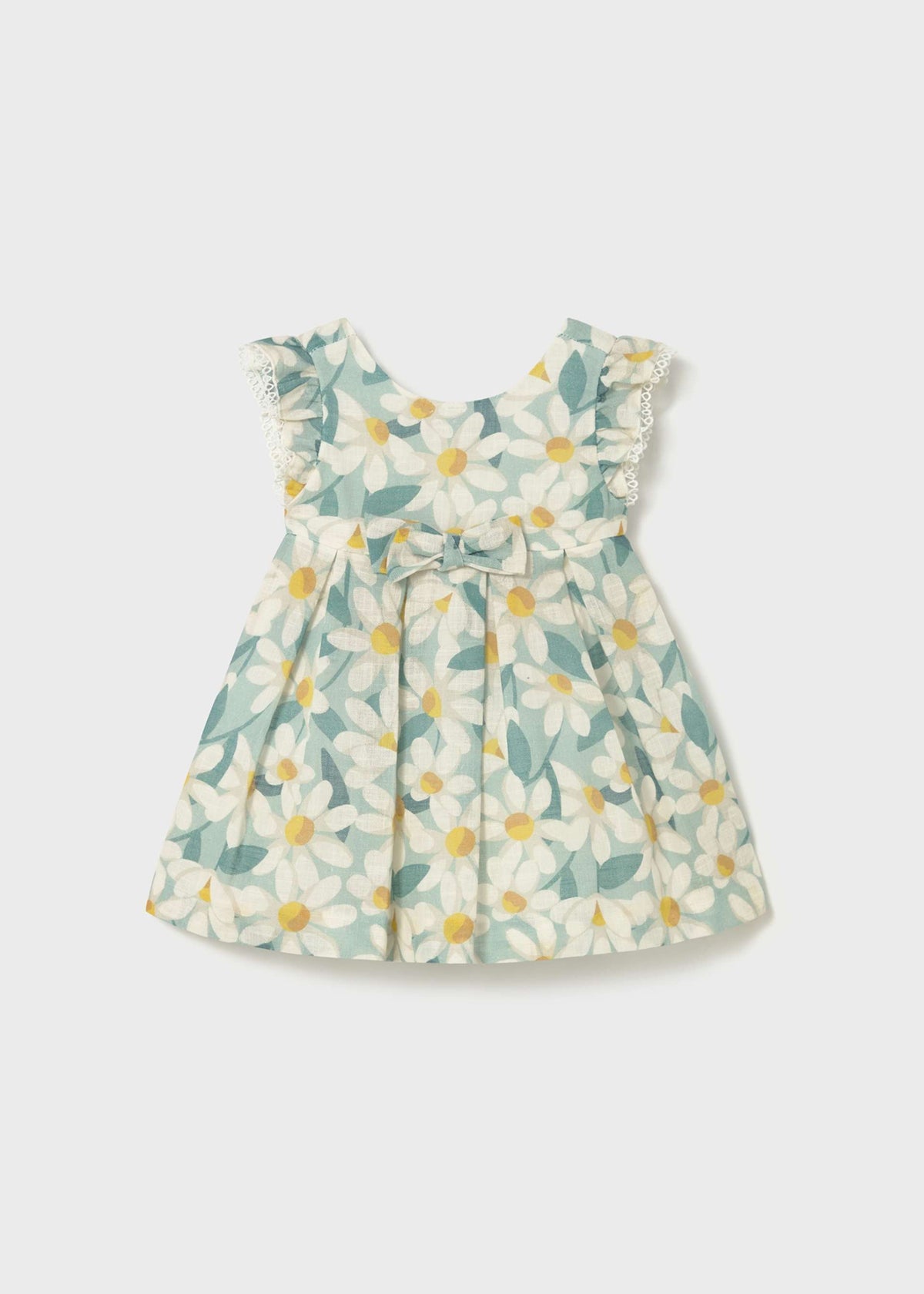 Vestito cerimonia con volant e fiori stampati neonata