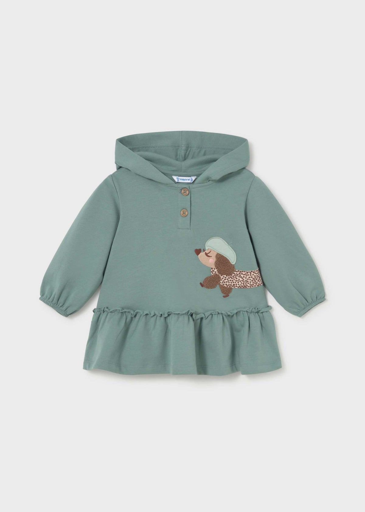 Vestito con cappuccio volant bimba - Lagoon
