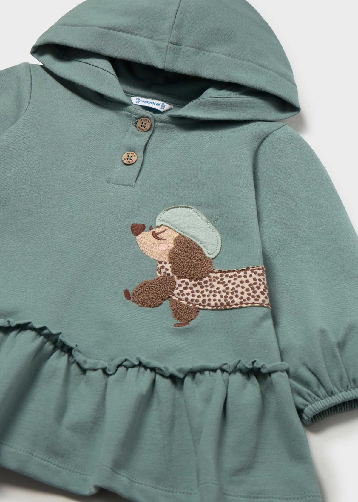 Vestito con cappuccio volant bimba - Lagoon