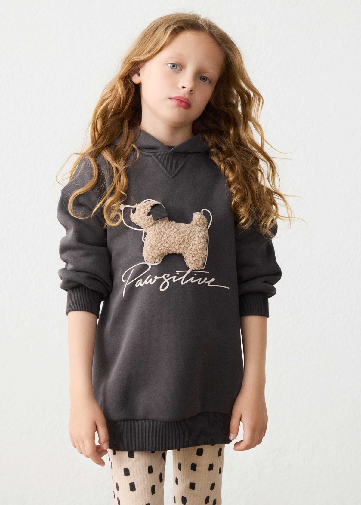 Vestito felpa con cappuccio bambina - Carbone