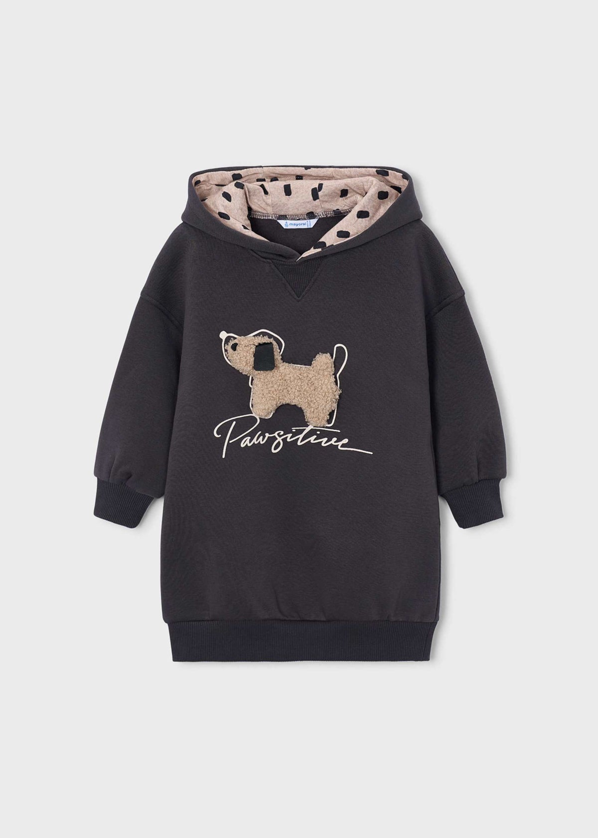 Vestito felpa con cappuccio bambina - Carbone