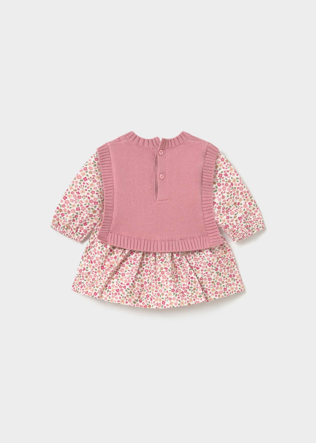 Vestito stampato con gilet neonata - Cipria