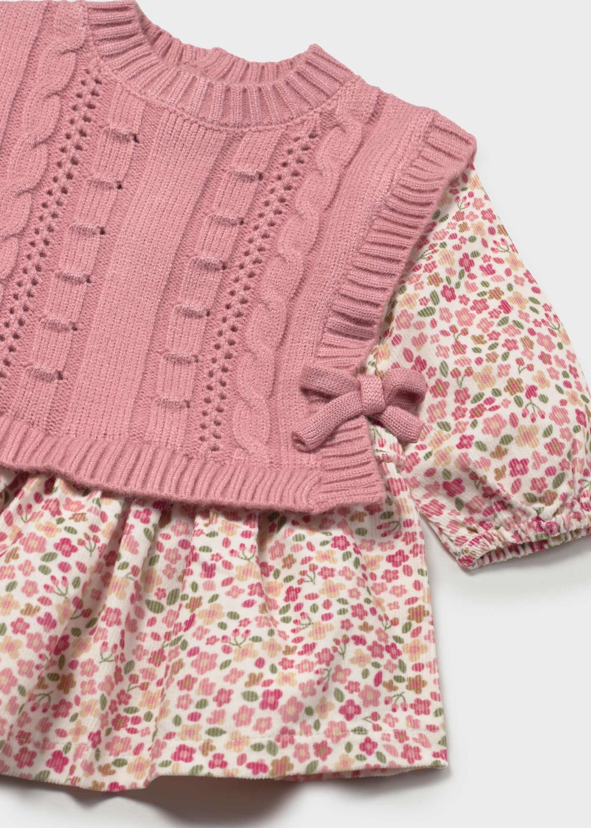 Vestito stampato con gilet neonata - Cipria