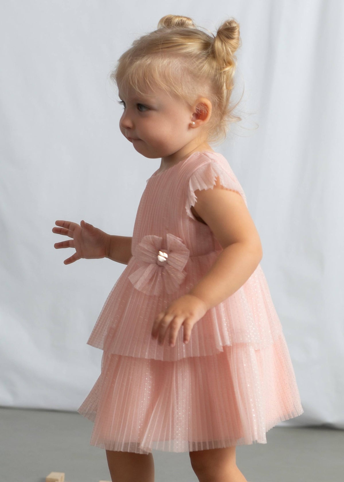 Vestito tulle plissettato neonata