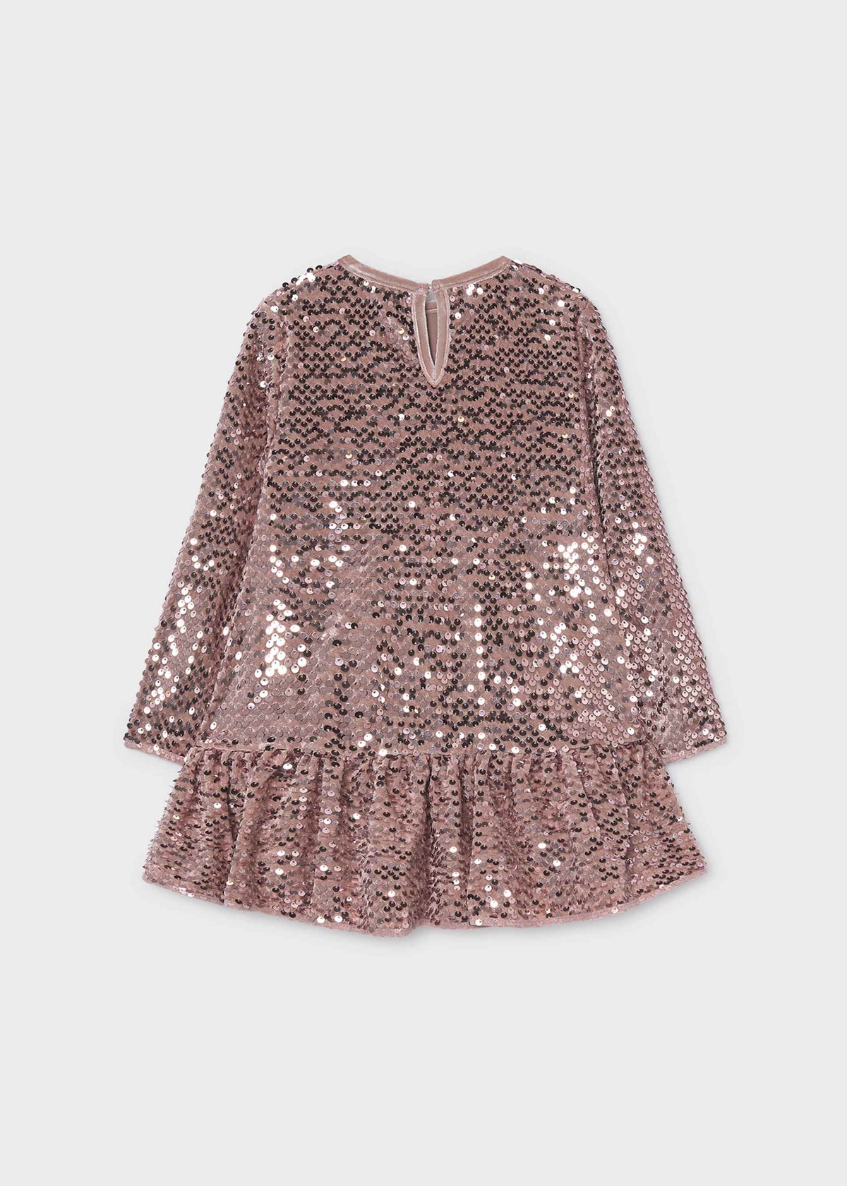 Vestito velluto con pallettes e fiocco bambina - Quarzo