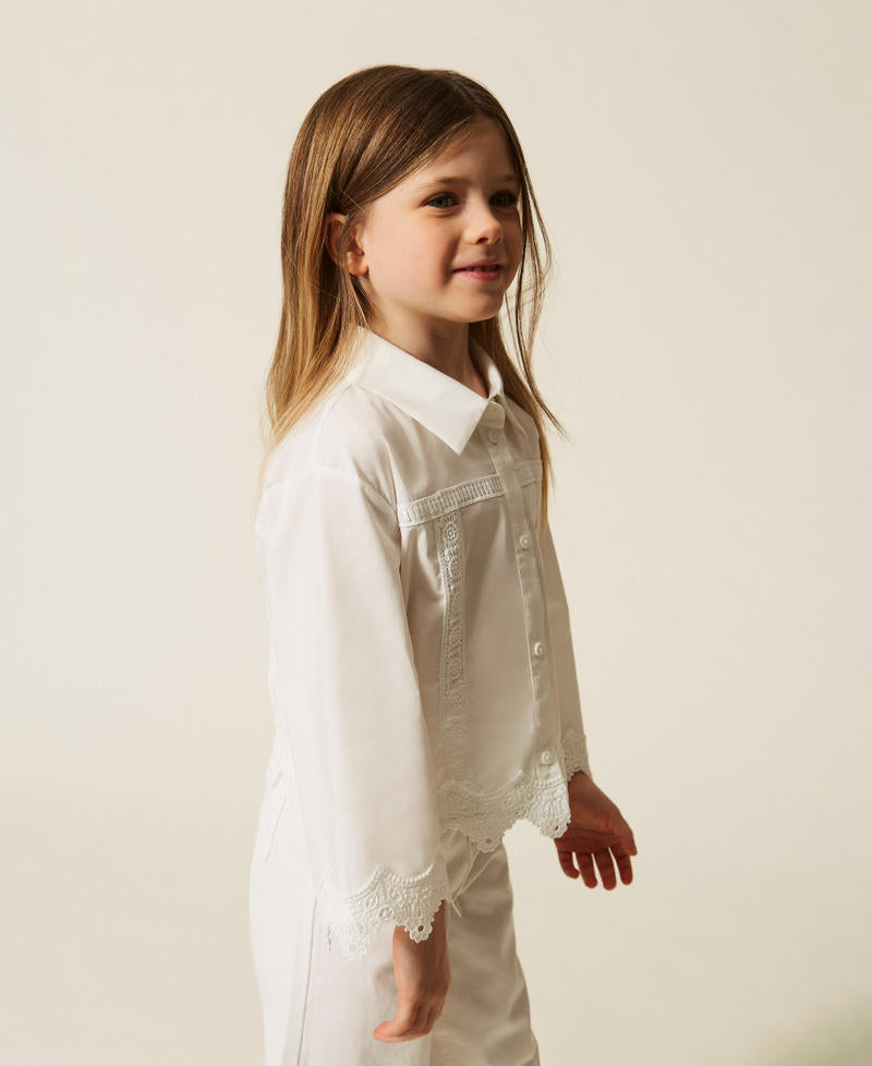 Camicia baby in popeline con pizzo