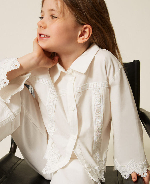 Camicia baby in popeline con pizzo