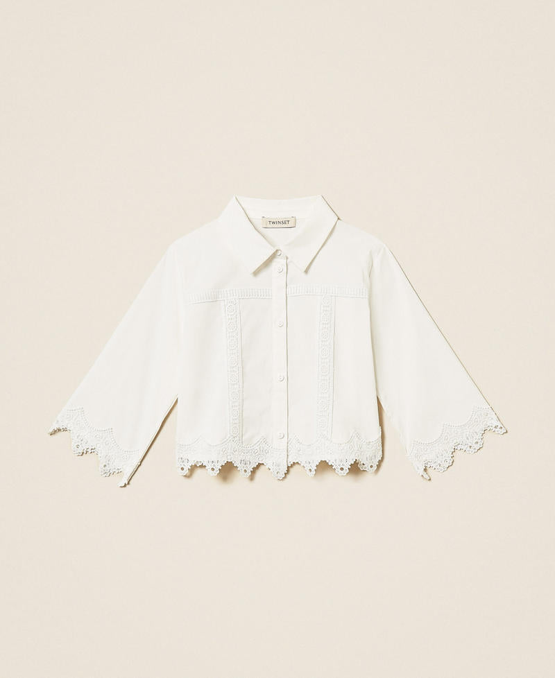 Camicia baby in popeline con pizzo
