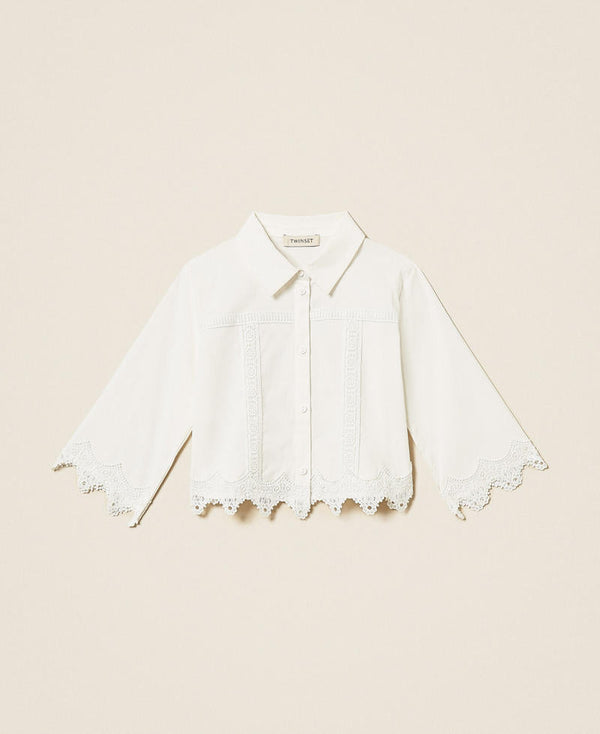 Camicia baby in popeline con pizzo