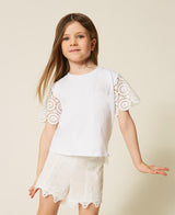 Shorts baby in popeline con pizzo