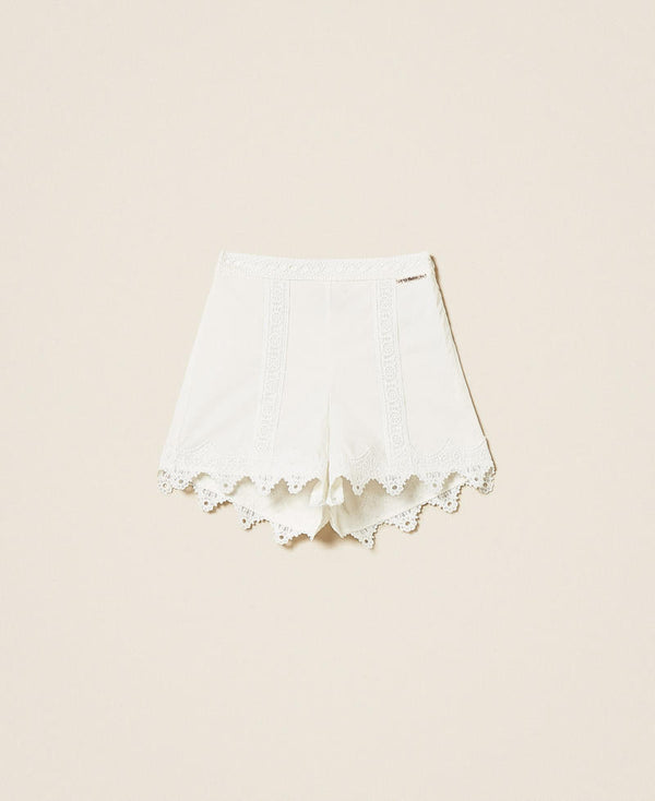 Shorts baby in popeline con pizzo