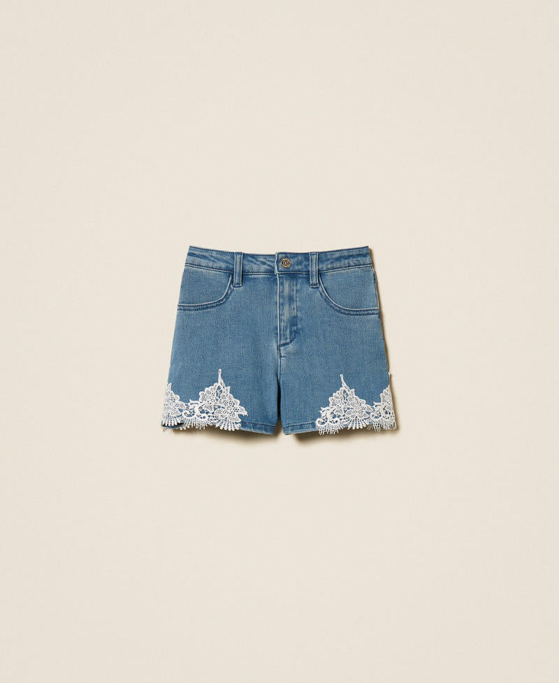 Shorts baby in jeans con pizzo