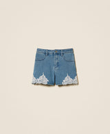 Shorts baby in jeans con pizzo