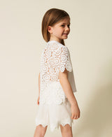 T-shirt baby con maniche in pizzo