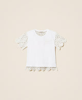 T-shirt baby con maniche in pizzo