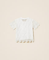 T-shirt baby con maniche in pizzo