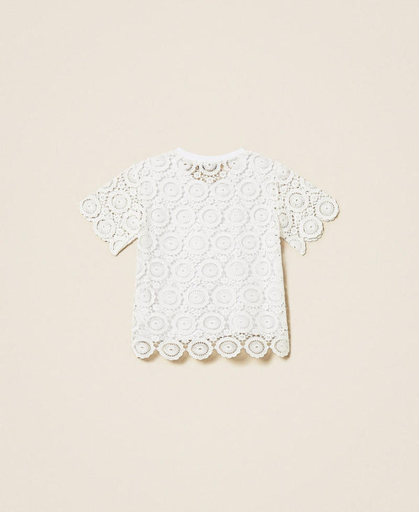 T-shirt baby con maniche in pizzo